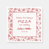 赤い手結婚で引いたパーティーの後のイタリアンピザ スタンダードカクテルナプキン (正面)