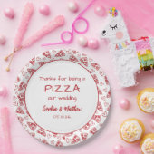 赤い手結婚で引いたパーティーの後のイタリアンピザ ペーパープレート (パーティー)