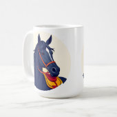 赤い手綱のエレガントな黒馬の肖像 コーヒーマグカップ (正面左)