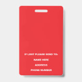 赤い手術室ナース写真ID バッジ (裏面)