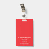 赤い手術室ナース写真ID バッジ (裏面 （クリップ付）)