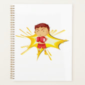 赤い手袋とショートパンツを着たキッズボクサー プランナー手帳 (正面)