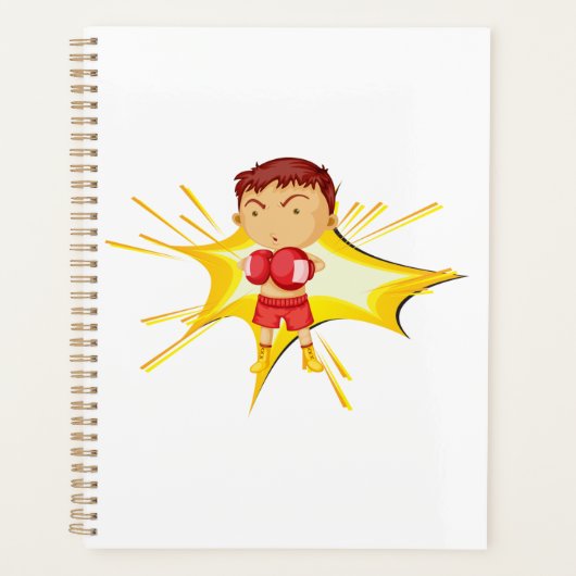 赤い手袋とショートパンツを着たキッズボクサー プランナー手帳 (正面)