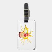 赤い手袋とショートパンツを着たキッズボクサー ラゲッジタグ (正面縦)