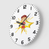 赤い手袋とショートパンツを着たキッズボクサー ラージ壁時計 (傾斜)