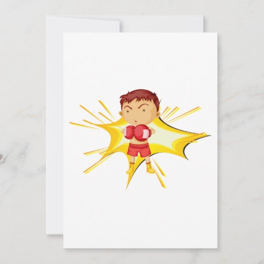 赤い手袋とショートパンツを着たキッズボクサー 招待状 (正面)