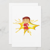 赤い手袋とショートパンツを着たキッズボクサー 招待状 (正面/裏面)