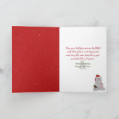 赤い手袋をしたクリスマスハート シーズンカード (内部)