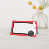 赤い折り畳みボーリングラベルまたは座席表 プレイスカード (裏面)