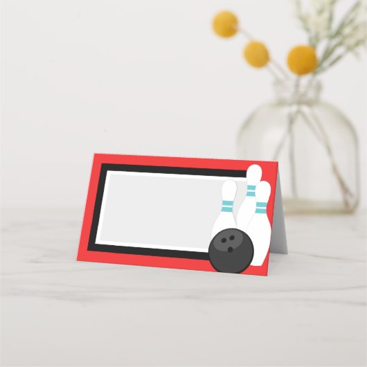 赤い折り畳みボーリングラベルまたは座席表 プレイスカード (正面)