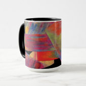 赤い抽象デザインのモノグラムのマグ マグカップ (正面左)