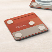 赤い抽象デザイン（ジオメトリック形状） コースター (左側)