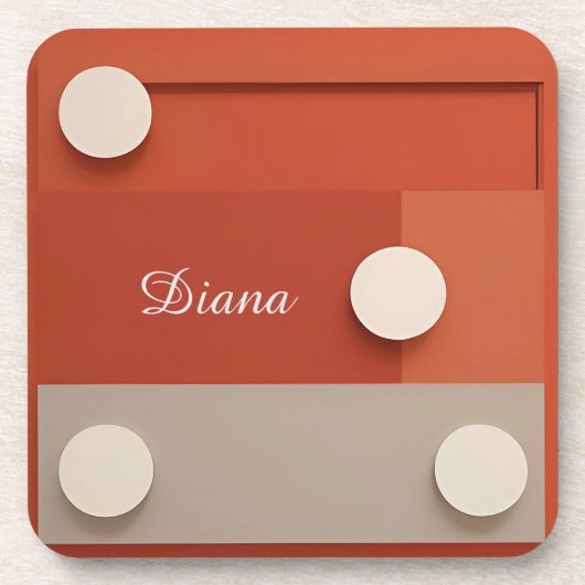 赤い抽象デザイン（ジオメトリック形状） コースター (正面)