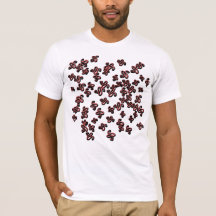 赤い抽象ブラシ柄ストリートウェアTシャツ