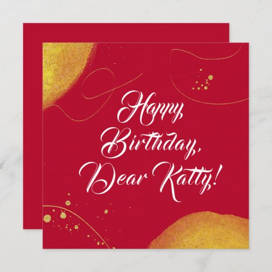 赤い抽象的なエレガントなミニマルなハッピーバースデー (正面/裏面)