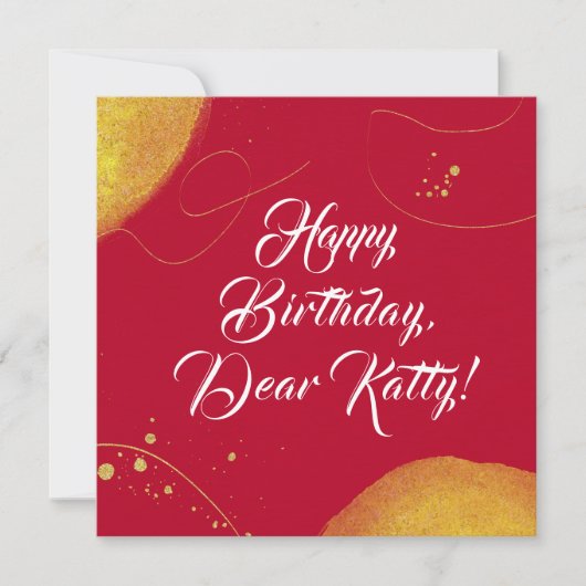 赤い抽象的なエレガントなミニマルなハッピーバースデー (正面)