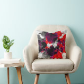 赤い抽象的な花柄-および白上の紫色 クッション (椅子)