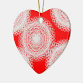 赤い抽象美術の白い球 セラミックオーナメント (左)