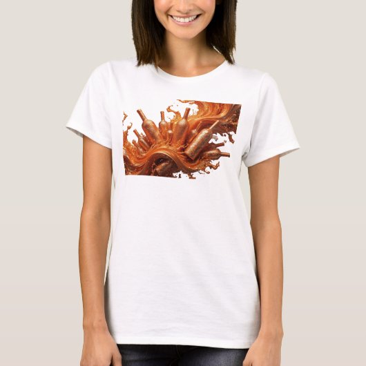 赤い抽象芸術のスタイリッシュTシャツ Tシャツ (正面)