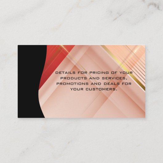 赤い抽象芸術の背景 名刺 (裏面)