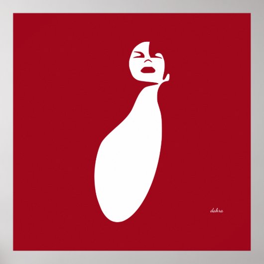 赤い抽象芸術の黒人女性が自然の髪を見上げる ポスター (正面)