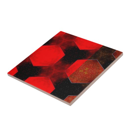 赤い抽象芸術アートワークのセラミックタイル タイル (側面)