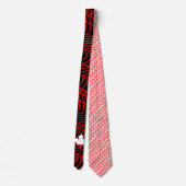 赤い抽象芸術オンブラックとホワイトカナダメープル ネクタイ (裏面)