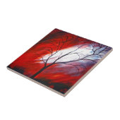 赤い抽象芸術ツリーのアートワークのセラミックタイル タイル (側面)