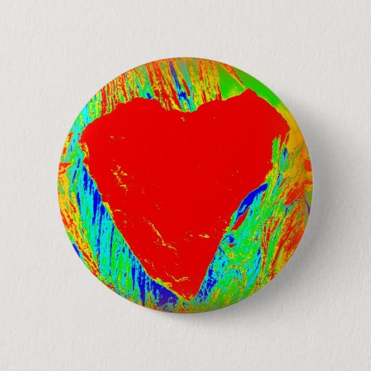 赤い抽象芸術ハートボタン 缶バッジ (正面)