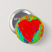 赤い抽象芸術ハートボタン 缶バッジ (正面&裏面)