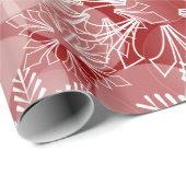 赤い抽象芸術パターン（白い雪片） ラッピングペーパー (ロールコーナー)