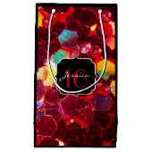 赤い抽象芸術モザイク光沢のあるグリッターパターン甘い16 スモールペーパーバッグ (正面)