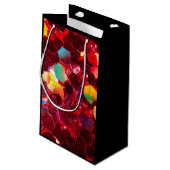 赤い抽象芸術モザイク光沢のあるグリッターパターン甘い16 スモールペーパーバッグ (裏面アングル)