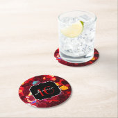 赤い抽象芸術モザイク光沢のあるグリッターパターン甘い16 ラウンドペーパーコースター (インサイチュ)