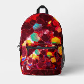 赤い抽象芸術モザイク光沢のあるグリッターパターン プリントバックパック (正面)