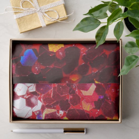 赤い抽象芸術モザイク光沢のあるグリッターパターン 薄葉紙 (ギフト)