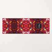 赤い抽象芸術モザイク光沢のあるグリッターマンダラモノグラム ヨガマット (正面(横))