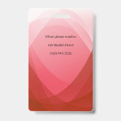 赤い抽象芸術従業員の写真ID バッジ (裏面)