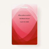 赤い抽象芸術従業員の写真ID バッジ (裏面)