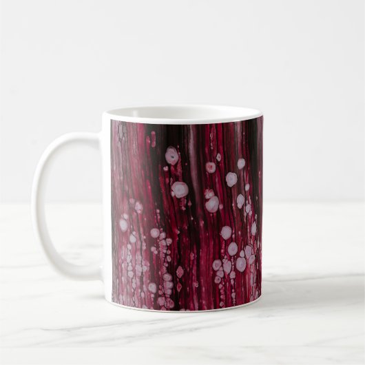 赤い抽象芸術絵画の コーヒーマグカップ (左)