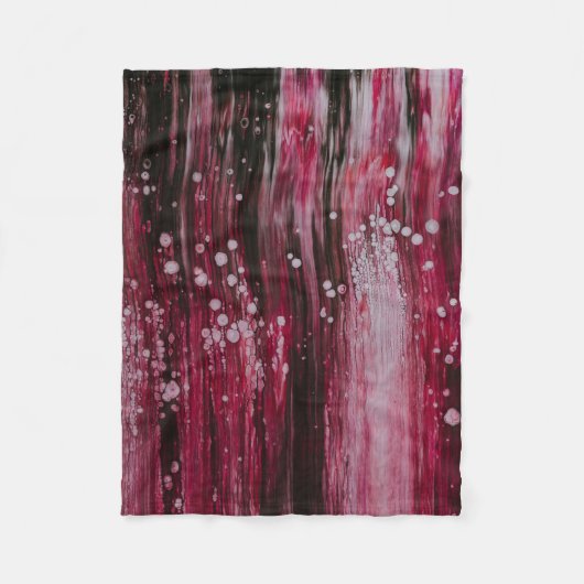 赤い抽象芸術絵画の フリースブランケット (正面)