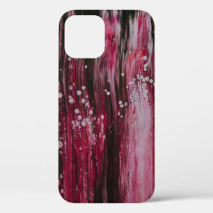赤い抽象芸術絵画の iPhone 12ケース