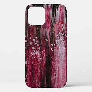 赤い抽象芸術絵画の iPhone 12ケース