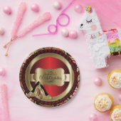赤い抽象芸術00番目の誕生日金ゴールドハイヒール ペーパープレート (パーティー)