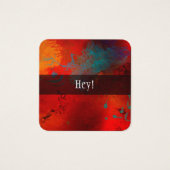 赤い抽象芸術「おい」ギフトメッセージカードエンクロージャ (正面)