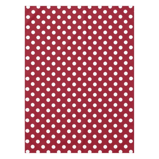 赤い授業日の白い水玉模様 テーブルクロス (正面)