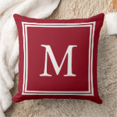 赤い授業日白いダブルフレームのモノグラムと クッション (ブランケット)