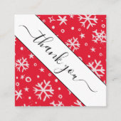 赤い描スノーフレーク模様クリスマス スクエア名刺 (正面)