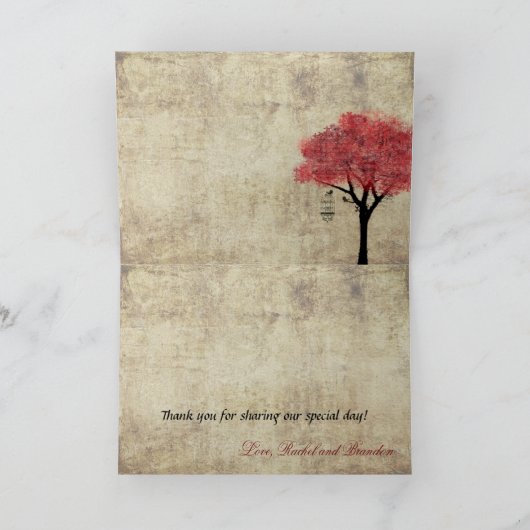 赤い提案のヴィンテージのサンキューカード サンキューカード (内部)