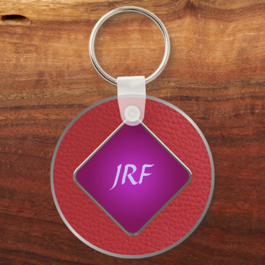 赤い擬似テクスチャードレザー キーホルダー (正面)